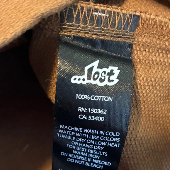 LOST skater boy mechanic zip up shirt shacket Cotton shell jacket brown neutral - Picture 6 of 8